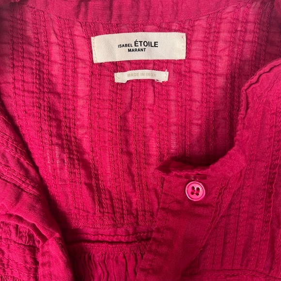 Isabel Marant Étoile Leaza Top, Lightweight Short-Sleeve Shirt, Deep Pink, 36 - Picture 7 of 10